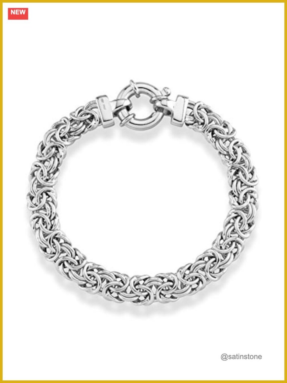 925 Sterling Silver Byzantine Link Bracelet 9mm Made in Italy